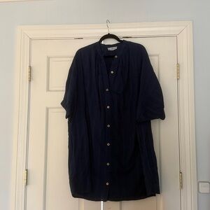 Navy Button Down Shirt Dress for Women